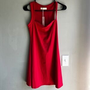 Red Sleeveless Dress Qinsen Mini Square Neck Bodycon Party Cocktail Size Medium